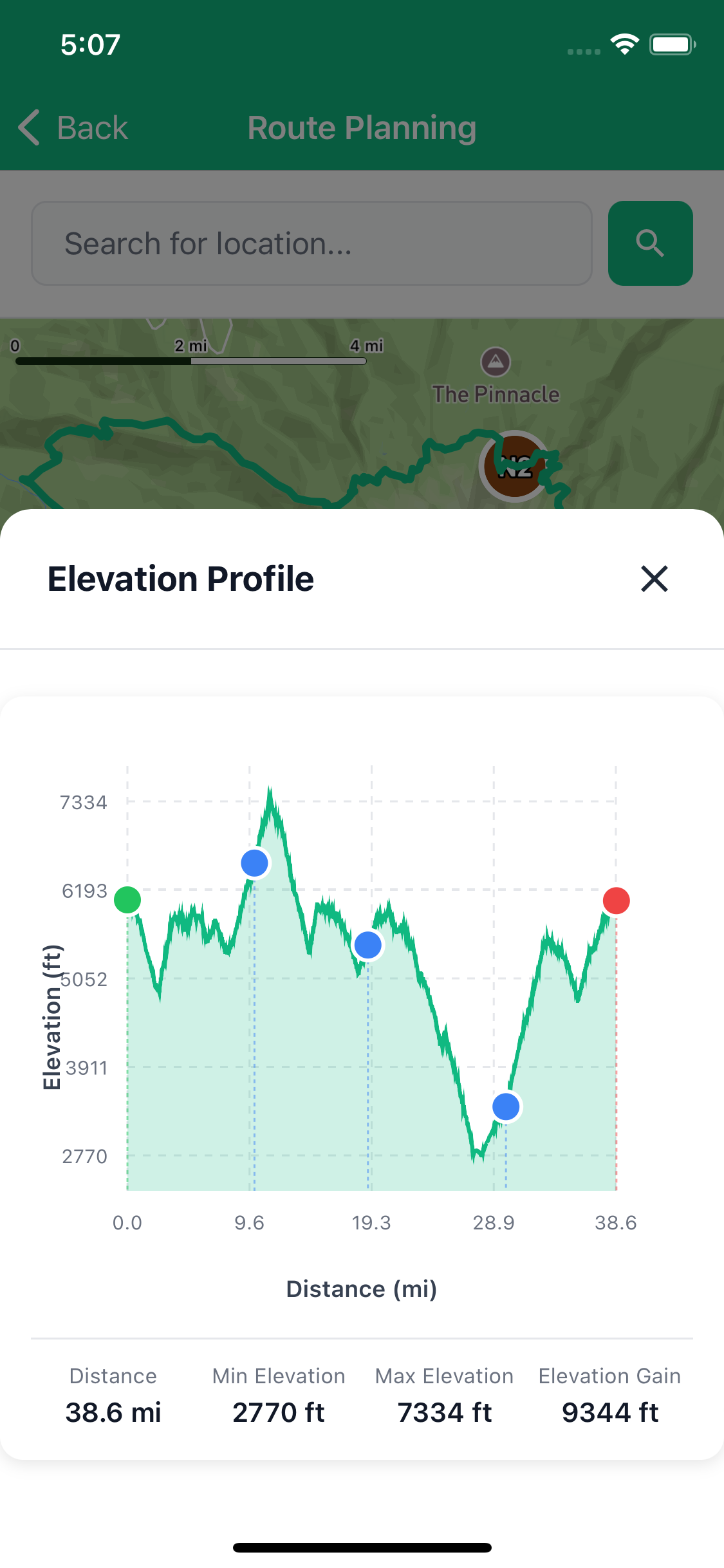 TrailSync trail waypoints for campsites and water sources